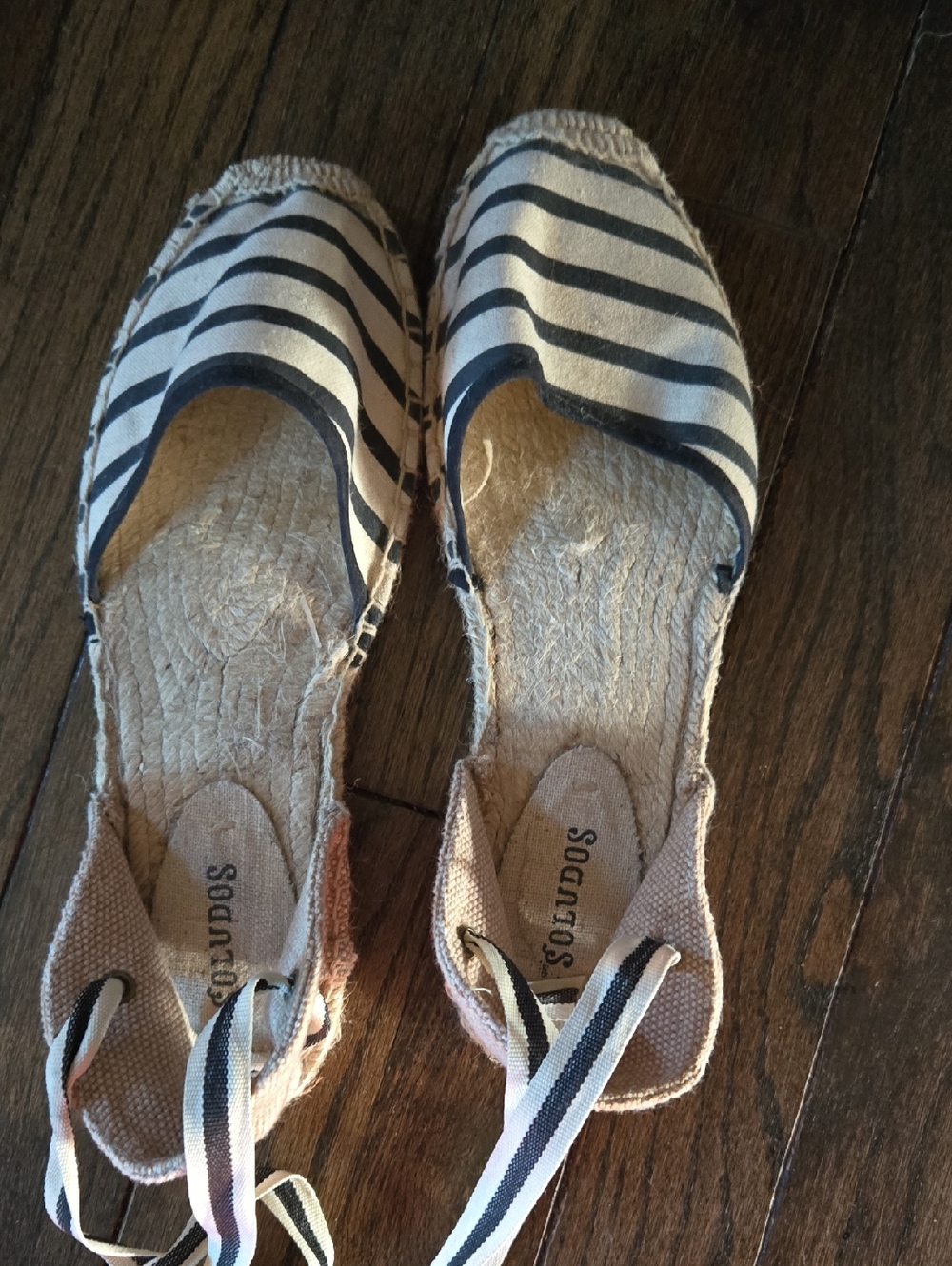 Soludos Striped Espadrilles with Ankle Tie